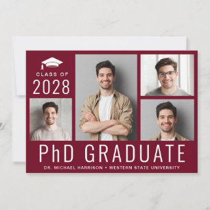 Invitation Doctorat Doctorat 5 Photo Burgundy Graduation Part