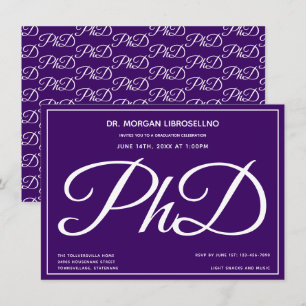 Invitation Doctorat en études Purple Graduation Party