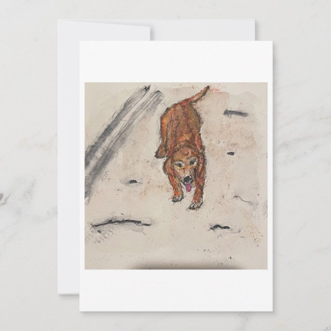 Invitation Dog in the Snow Greeting Card (Devant)