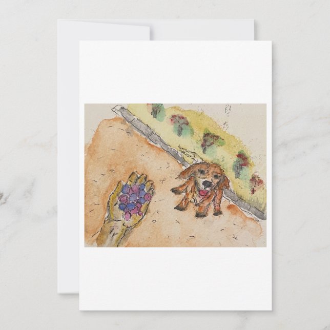 Invitation Dog with Berries Greeting Card (Devant)