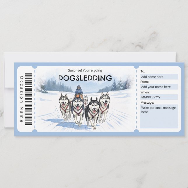 Invitation Dogsledding Gift Certificate (Devant)