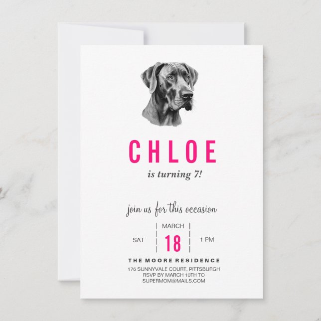 Invitation Dogue Allemand (Dos)
