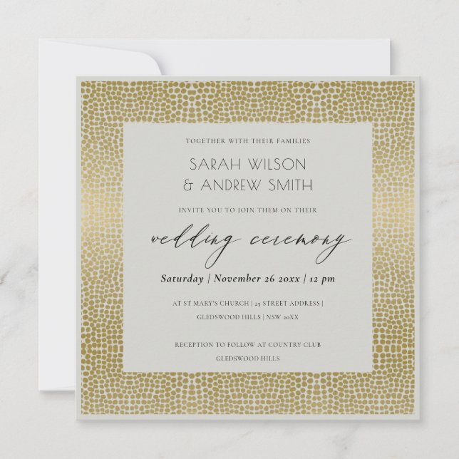 INVITATION DOIGTS GRIS OR GRIS GRIS MOSAÏQUE MARIAGE (Devant)