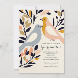 Invitation d'oiseau d'amour d'inspiration rétro