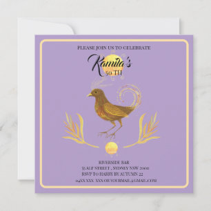 Invitation d'oiseau doré élégant