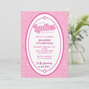 Invitation Doll Blush Pink Parties scintillant 79e anniversai