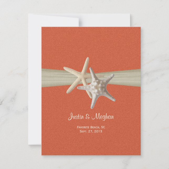 Invitation Dollar de sable de corail et Starfish Réception Bu (Devant)