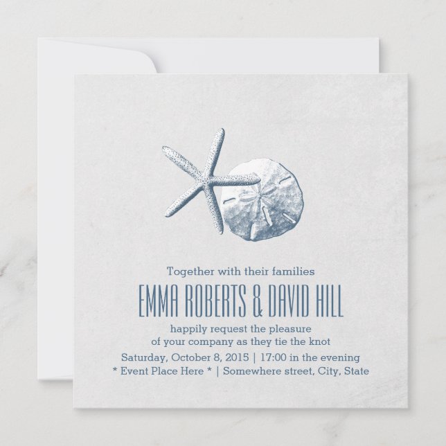 Invitation Dollar de sable et mariage de plage simples (Devant)