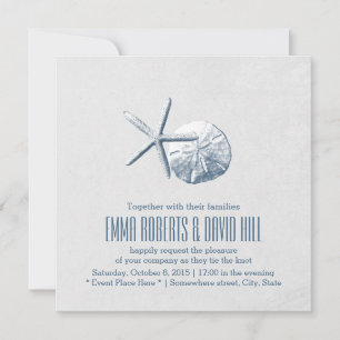 Invitation Dollar de sable et mariage de plage simples