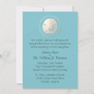 Invitation Dollar de sable turquoise et ivoire
