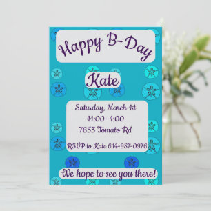 Invitation Dollars de sable bleu Joyeux anniversaire