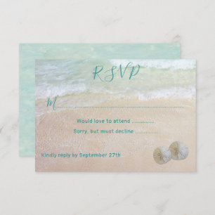 Invitation Dollars de sable RSVP Beach Scène Mariage RSVP