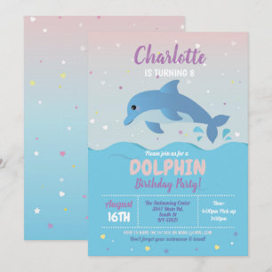Invitation Dolphin Anniversaire Plage Filles Océan