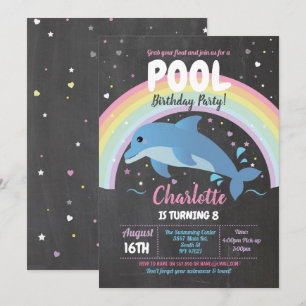 Invitation Dolphin Pool Party Anniversaire Plage Flotte Océan