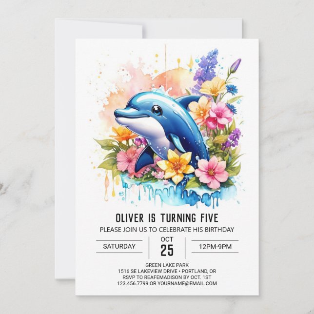 Invitation Dolphin Underwater Wonderland Anniversaire (Devant)