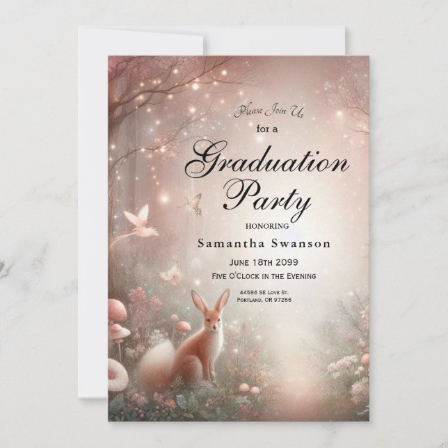 Invitation Domaine boisé lumineux de l'étincelle et de la fle (Devant)