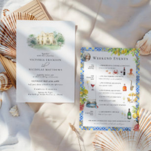 Invitation Domaine Élégant Week-end de Mariage Illustré
