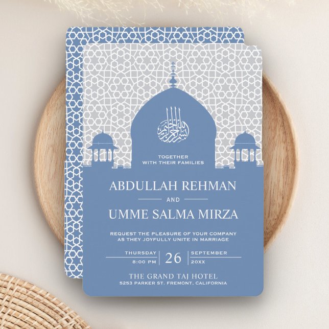 Invitation Dôme islamique Pastel bleu Mariage musulman (Créateur téléchargé)