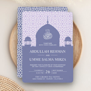 Invitation Dôme islamique Pastel Violet Mariage musulman