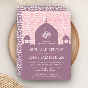 Invitation Dôme islamique Pastel violet Mariage musulman