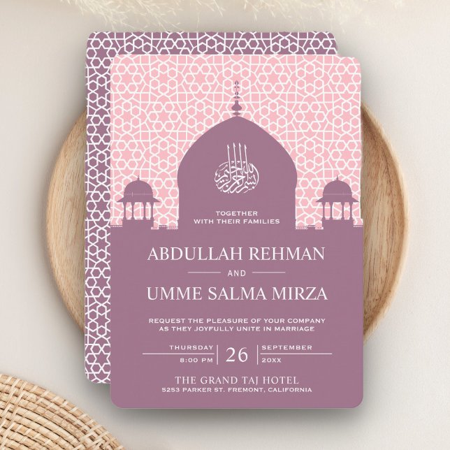 Invitation Dôme islamique Pastel violet Mariage musulman (Créateur téléchargé)
