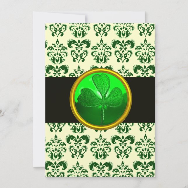 Invitation DOMMAQUES BLANCS VERTS AVEC OR Noir SHAMROCK (Devant)