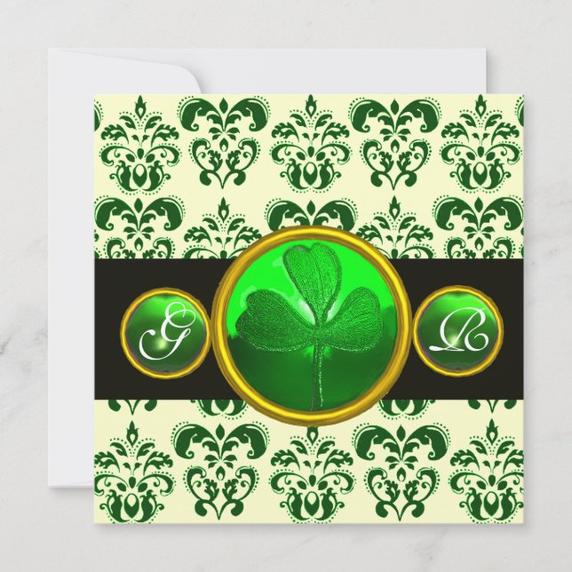 Invitation DOMMAQUES NOIRS VERTS AVEC MONOGRAM SHAMROCK Gold (Devant)