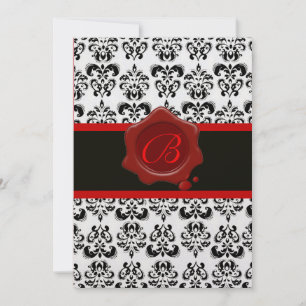 INVITATION DOMMAQUES ROUGES, GLACES ET NOIRS, MONOGRAMME DE S