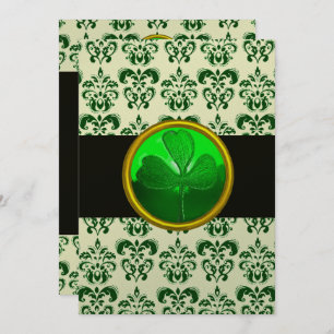 Invitation DOMMASQUE BLANC VERT AVEC Argent Noir SHAMROCK