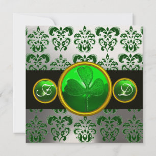 Invitation DOMMASQUE BLANC VERT, MONOGRAM SHAMROCK, Noir