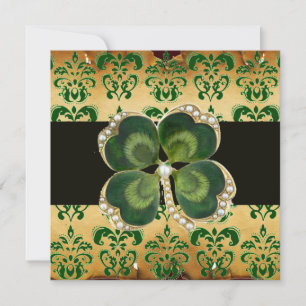 INVITATION DOMMASQUE VERT, JEWEL SHAMROCK D'OR AUX PIELES BLA