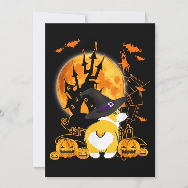 Invitation Don de chien | Halloween Corgi (Devant)
