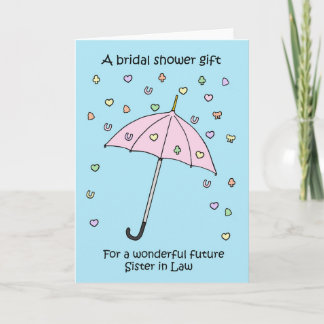 Invitation Don de Fête des mariées pour future soeur en droit