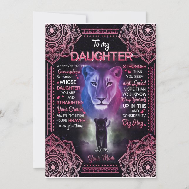 Invitation Don de fille | Lettre À Ma Fille De Maman (Devant)