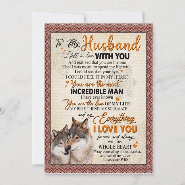 Invitation Don du mari| Lettre à mon mari de la femme (Devant)