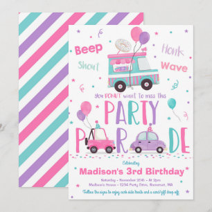 Invitation Donat Birthday Party Drive By Birthday Parade