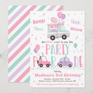 Invitation Donat Birthday Party Drive By Birthday Parade