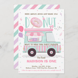 Invitation Donat Birthday Party Drive By Birthday Parade