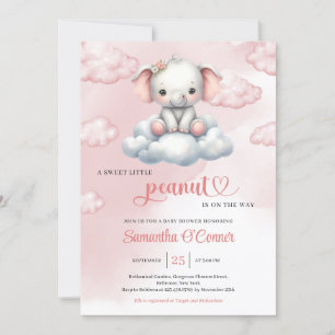 Invitation Donc mignon petit éléphant sur le nuage petit caca