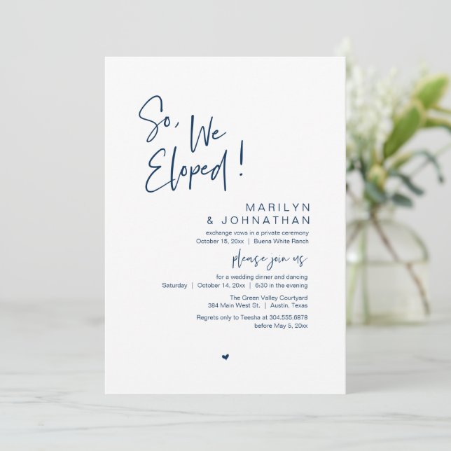 Invitation Donc, Nous Avons Été, Le Dîner Moderne Mariage Elo (Debout devant)