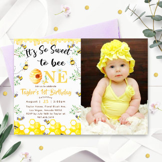 Invitation Donc, Sweet To Bee Un Anniversaire Photo Invitatio