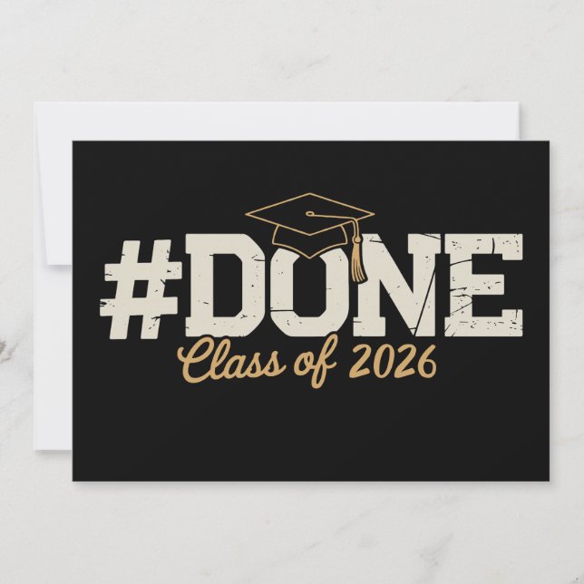 Invitation Done Class Of 2026 Gold Graduation Graduate (Devant)
