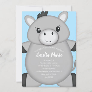 Invitation Donkey Birthday Party Blue