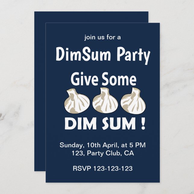 Invitation Donner Un Dim Sum Party (Devant / Derrière)