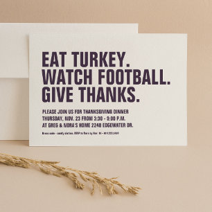 Invitation Donnez grâce simple prune moderne simple Thanksgiv
