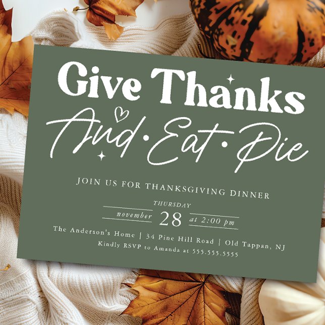 Invitation Donnez Merci Mange Pie Thanksgiving (Créateur téléchargé)