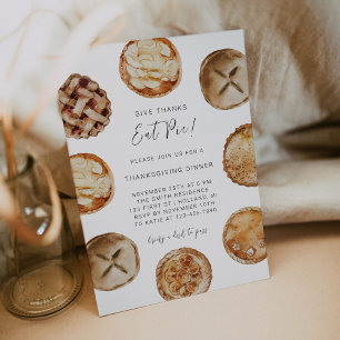 Invitation Donnez Merci Manger Pie Thanksgiving Dîner Invitat