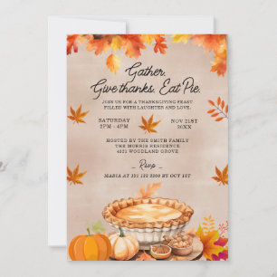 Invitation Donnez Merci Mangez Pie Thanksgiving Diner Party