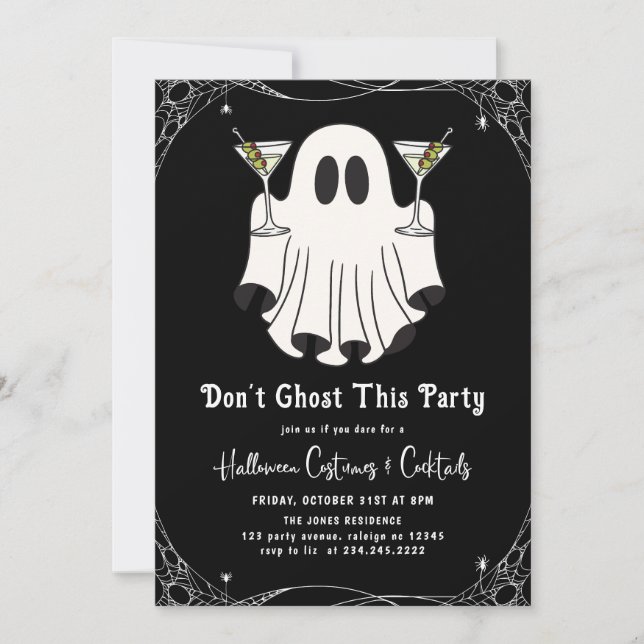 Invitation Dont Ghost Cette Partie Martini Halloween (Devant)