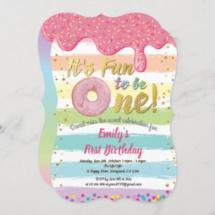 Invitation Donut 1er anniversaire pastel rainbow